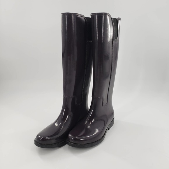 Michael Kors dark purple Rain Boots, sz 10 EUC - Picture 2 of 8